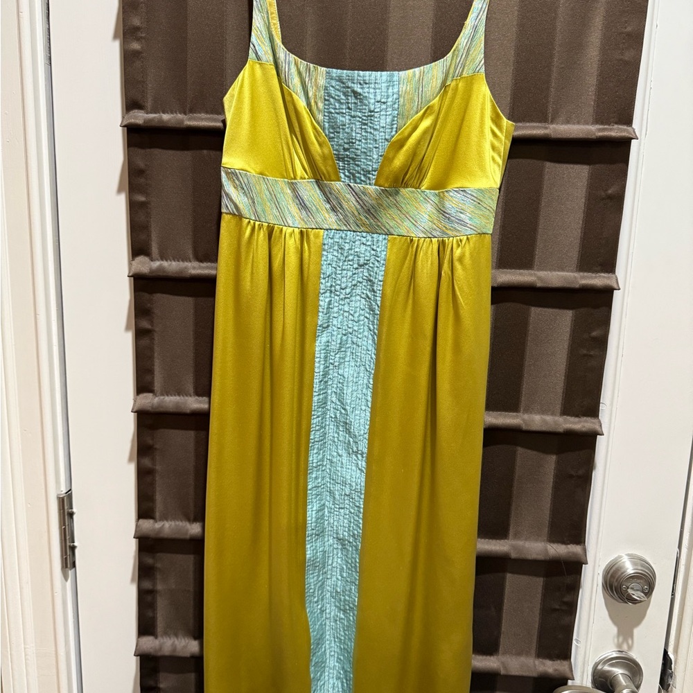 Vibrant Yellow and Blue Maxi Dress
